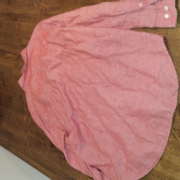 Pink Red Linen Blend Perry Ellis Button Down Long Sleeve Top L - Picture 7 of 7